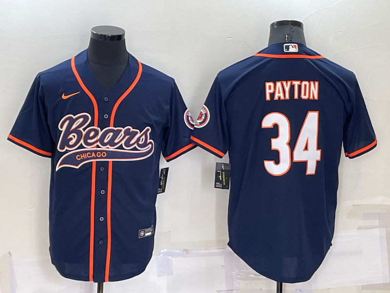 Men's Chicago Bears Walter Payton #34 Navy Jersey Joint Edition